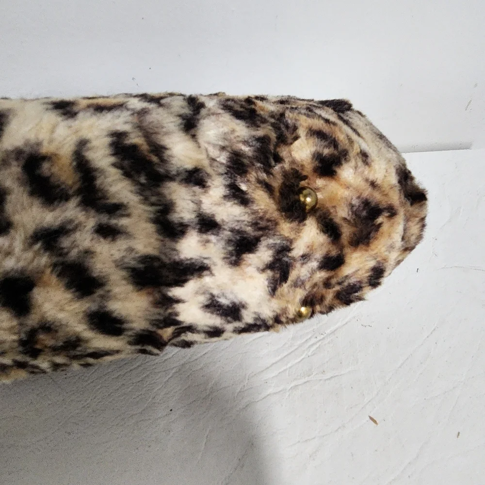 Vintage 1960s Faux Leopard Chain Link Handle Handbag - Picture 9 of 10